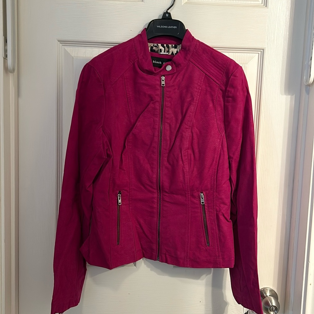 New With Tags Black River Leather Touch Faux Leather Jacket Pink